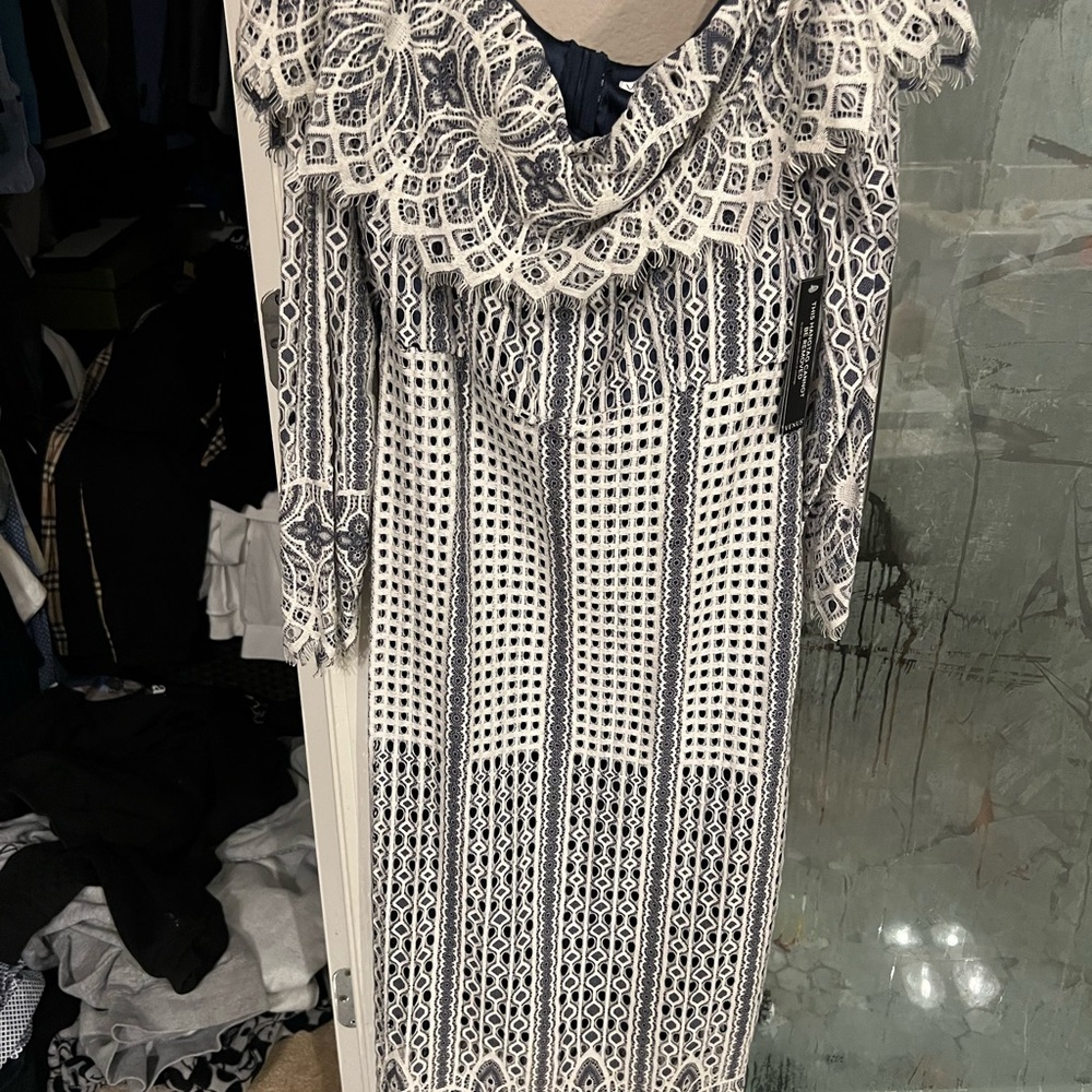 Venus Black and White Lace Dress